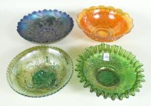 4 CARNIVAL GLASS BOWLS