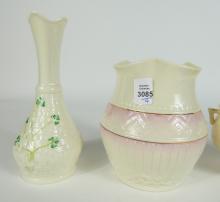 4 IRISH BELLEEK VASES & BOWLS