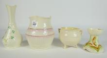 4 IRISH BELLEEK VASES & BOWLS