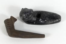 TWO MODERN EFFIGY PIPES