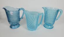 3 LARGE GLASS PITCHERS