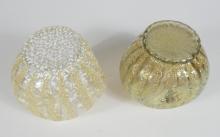 2 ART GLASS ROSE BOWLS