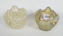 2 ART GLASS ROSE BOWLS