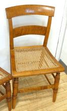 PAIR OF TIGER MAPLE SIDE CHAIRS