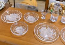 MCM CRYSTAL DISHES AND DANISH LIQUEUR SET