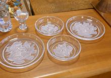 MCM CRYSTAL DISHES AND DANISH LIQUEUR SET