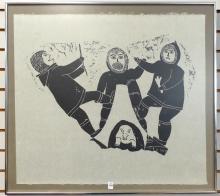 FRAMED INUIT STONE CUT PRINT