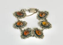 STERLING AND AMBER BRACELET