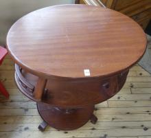 TWO-TIER MAHOGANY LAMP TABLE