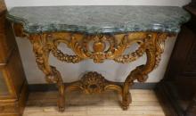 FRENCH STYLE MARBLE TOP CONSOLE TABLE