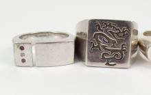 4 HEAVY STERLING RINGS