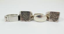 4 HEAVY STERLING RINGS