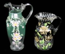 2 ANTIQUE GLASS PITCHERS