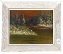 PAIR VINTAGE OILS ON BOARD