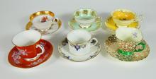 6 ENGLISH CUPS & SAUCERS