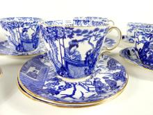 ROYAL CROWN DERBY "BLUE MIKADO" CUPS & SAUCERS