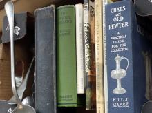 PEWTER CUTLERY AND BOOKS