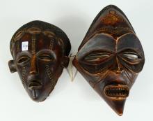 2 AFRICAN SCHOOL WOOD MASKS