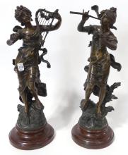 PAIR OF LOUIS AND FRANCOIS MOREAU SPELTER SCULPTURES