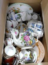 BOX LOT OF CUPS AND SAUCERS, ETC.