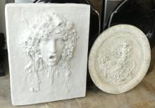 TWO PLASTER WALL PLAQUES