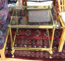 BRASS GLASS TOP SIDE TABLE