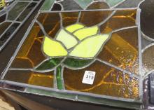 FOUR STAINED GLASS PANELS