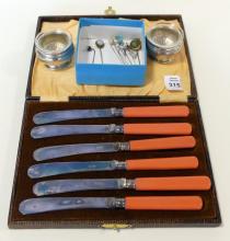 STICK PINS, OPEN SALTS AND BUTTER KNIVES