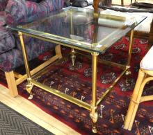 BRASS GLASS TOP SIDE TABLE