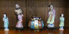 FOUR CHINESE FIGURINES AND VASE