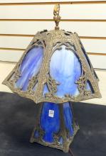 ART DECO SLAG GLASS TABLE LAMP