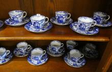 SIXTEEN DERBY "BLUE MIKADO" CUPS AND SAUCERS