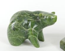 TWO BEAR CARVINGS INCLUDING JADE