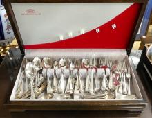 TWO CANTEENS AND BOX OF CUTLERY