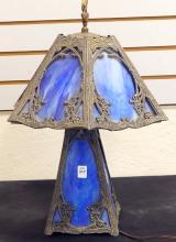 ART DECO SLAG GLASS TABLE LAMP