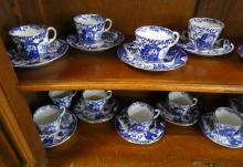 SIXTEEN DERBY "BLUE MIKADO" CUPS AND SAUCERS