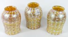 THREE SIGNED ART GLASS SHADES