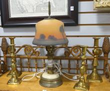 CANDLESTICKS AND LAMP