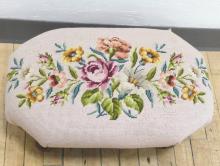 DIMINUTIVE NEEDLEPOINT FOOTSTOOL