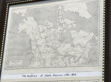 TWO-SECTION NORTH AMERICAN MAP UNDER FRAME