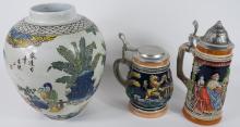 TWO STEINS AND VASE