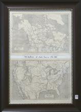 TWO-SECTION NORTH AMERICAN MAP UNDER FRAME