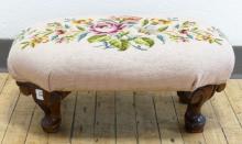 DIMINUTIVE NEEDLEPOINT FOOTSTOOL