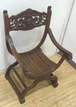 ANTIQUE CARVED MAHOGANY ARMCHAIR