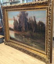 IMMENSE ANTIQUE OIL ON CANVAS