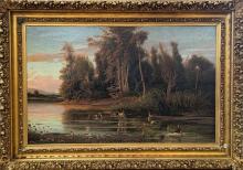 IMMENSE ANTIQUE OIL ON CANVAS