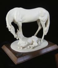 3 MOLDED HORSE SCULPTURES