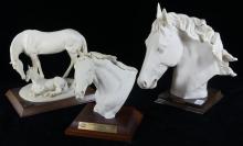 3 MOLDED HORSE SCULPTURES