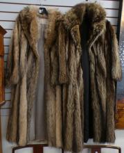 TWO RACCOON FUR COATS