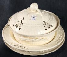 CREAMWARE BOWL & PLATTER, COPELAND CHARGER